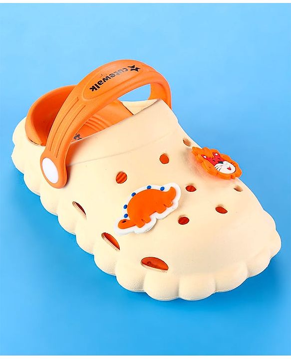 Cute Walk by Babyhug Clogs with Back Strap Closure & Turtle  Applique - Orange