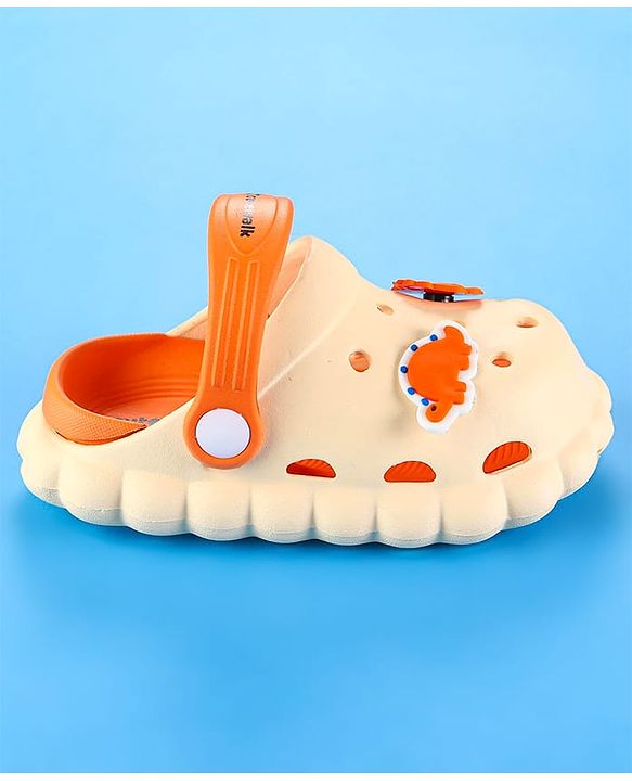 Cute Walk by Babyhug Clogs with Back Strap Closure & Turtle  Applique - Orange