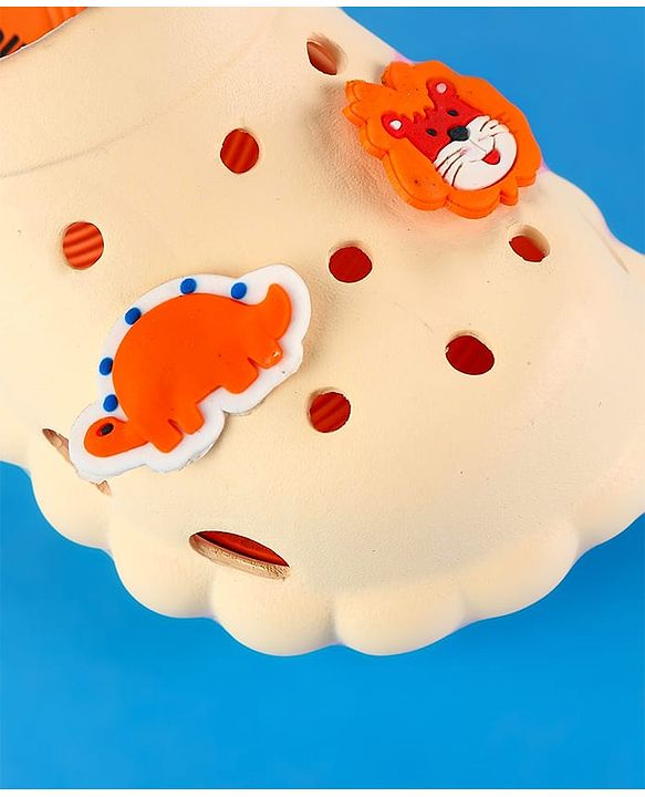 Cute Walk by Babyhug Clogs with Back Strap Closure & Turtle  Applique - Orange