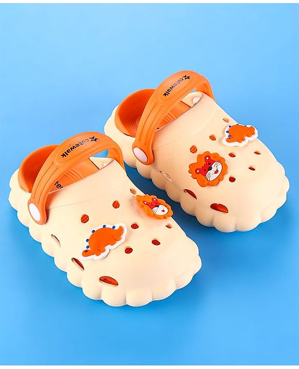 Cute Walk by Babyhug Clogs with Back Strap Closure & Turtle  Applique - Orange