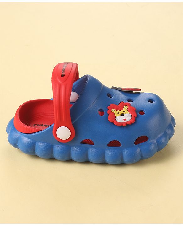 Cute Walk by Babyhug Clogs with Back Strap Closure & Animal Appliques - Blue