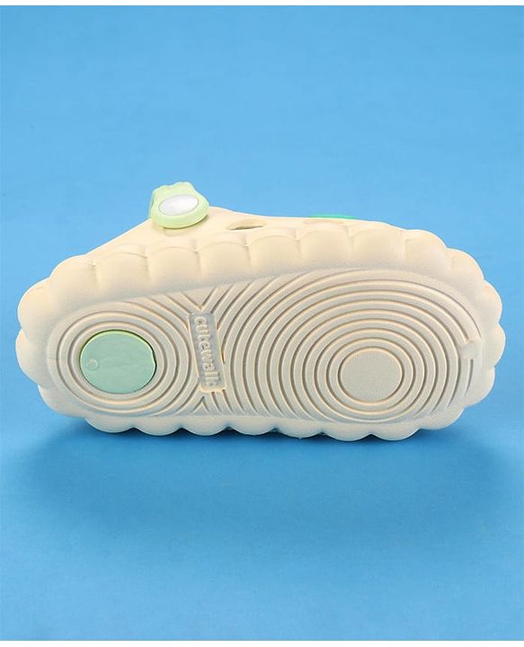 Cute Walk by Babyhug Clogs with Back Strap & Text Applique - Off White