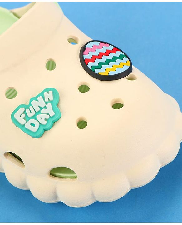 Cute Walk by Babyhug Clogs with Back Strap & Text Applique - Off White