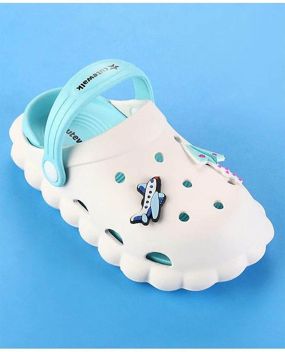 Cute Walk by Babyhug Clogs with Back Strap & Paper Plane Applique - Light Blue