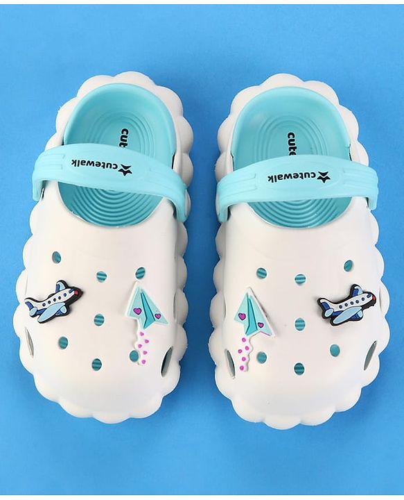 Cute Walk by Babyhug Clogs with Back Strap & Paper Plane Applique - Light Blue