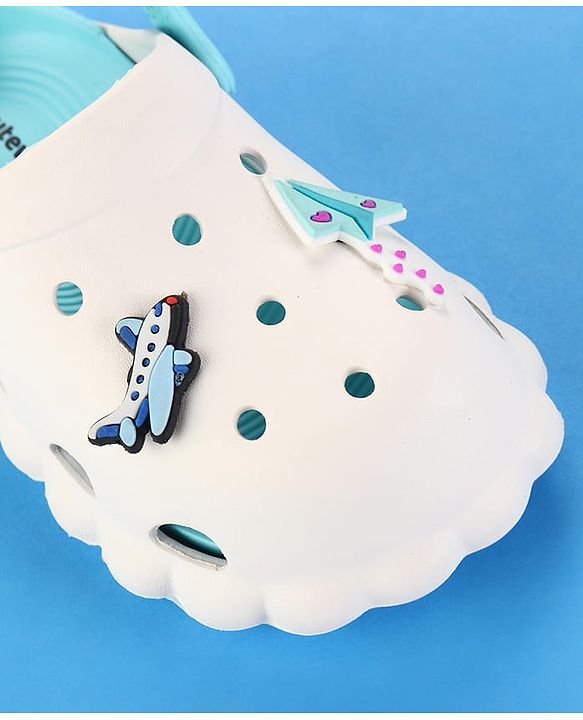 Cute Walk by Babyhug Clogs with Back Strap & Paper Plane Applique - Light Blue