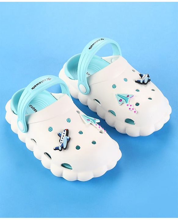 Cute Walk by Babyhug Clogs with Back Strap & Paper Plane Applique - Light Blue