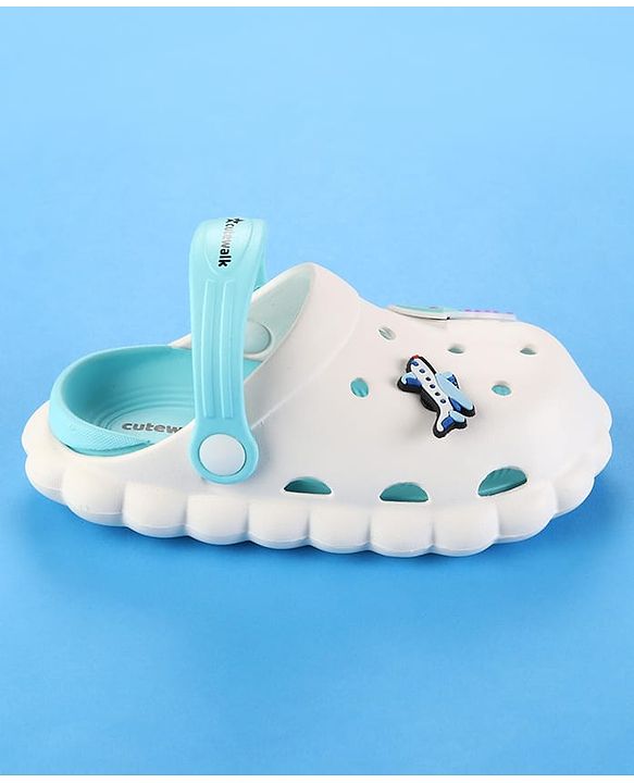 Cute Walk by Babyhug Clogs with Back Strap & Paper Plane Applique - Light Blue