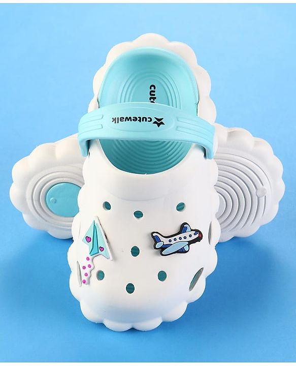 Cute Walk by Babyhug Clogs with Back Strap & Paper Plane Applique - Light Blue