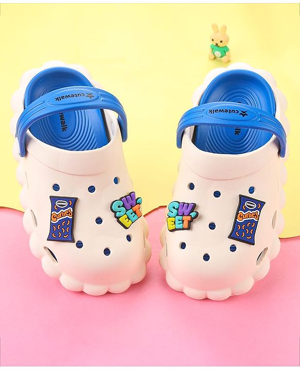 Cute Walk by Babyhug Clogs with Back Strap & Text Applique - Blue