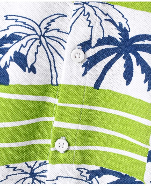 Babyhug Cotton Knit Half Sleeves  Shirt with Tropical Theme Print - Light Green