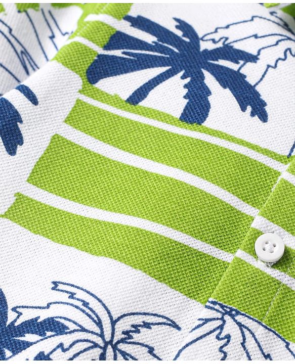 Babyhug Cotton Knit Half Sleeves  Shirt with Tropical Theme Print - Light Green