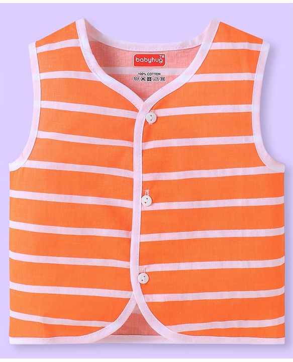 Babyhug 100% Cambric Woven Sleeveless  Front Open Jhabla with Beach Theme Print  Pack of 3 - Blue Coral & White