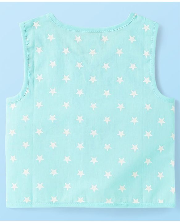 Babyhug Cambric Woven Front Open Sleeveless Vests With Striped & Star Print Pack Of 5 - Multicolour