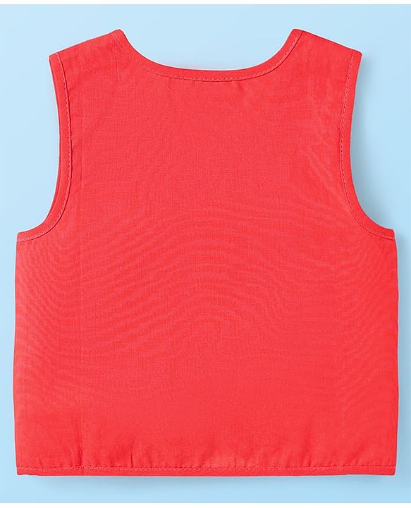 Babyhug Cambric Woven Front Open Sleeveless Vests With Striped & Star Print Pack Of 5 - Multicolour