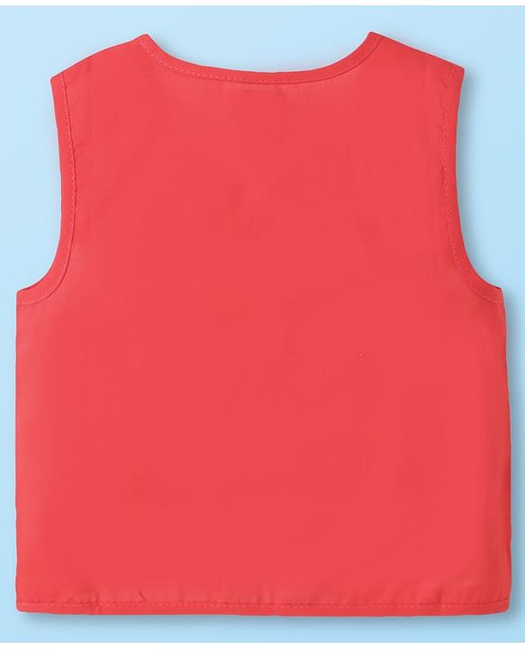 Babyhug 100% Cambric Woven Sleeveless Front Open Jhabla with Animal & Stripe Print  Pack of 3 - Red & White