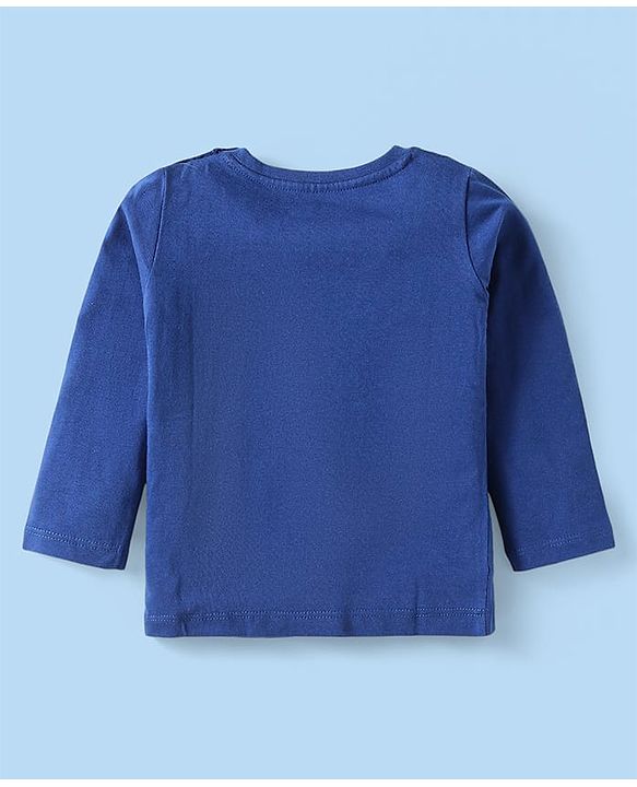Babyhug Cotton Knit Full Sleeves Night Suit With Bear & Text Print - Blue & White