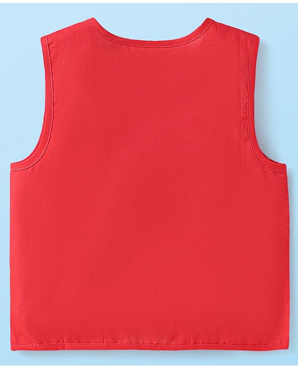 Babyhug 100% Cambric Woven Sleeveless  Front Open Jhabla with Fruit & Stripe Print  Pack of 3 - Red & Yellow