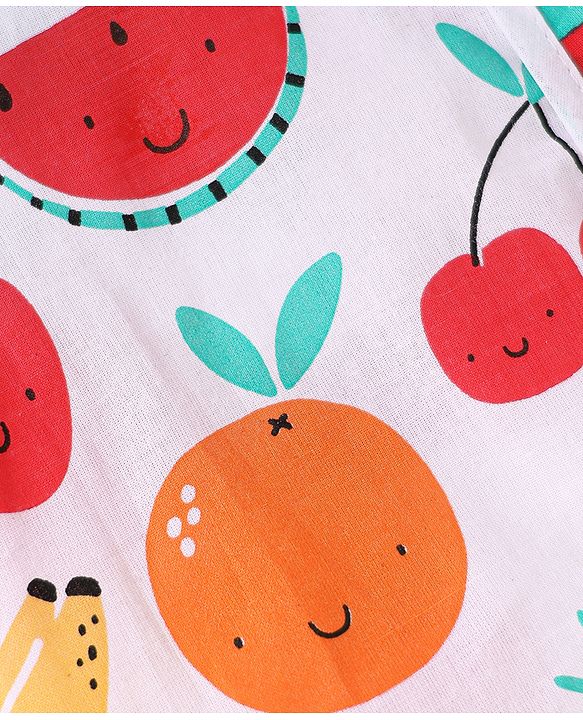 Babyhug 100% Cambric Woven Sleeveless  Front Open Jhabla with Fruit & Stripe Print  Pack of 3 - Red & Yellow