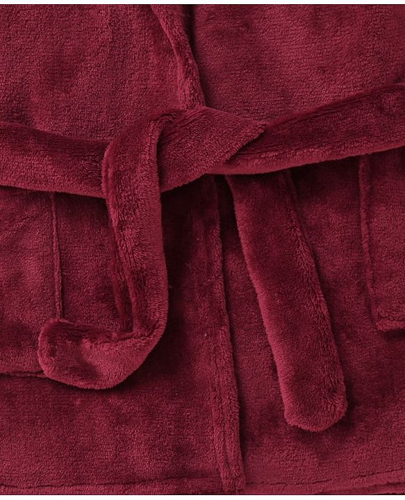 Babyhug Velour Knit Full Sleeves Hooded Bath Robe With Elastic At Waist & Deer Patch - Maroon