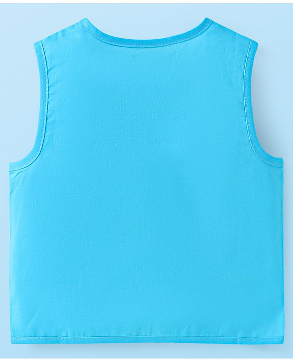 Babyhug 100% Cambric Woven  Sleeveless Front Open Jhabla with Vehicle  & Stripe Print  Pack of 3 - Green & Blue