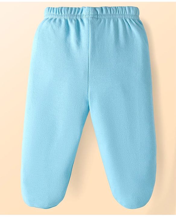 Babyhug Cotton Knit Full Length Bottie Leggings with Strips & Animal Print Pack of 3 - Orange White & Light Blue