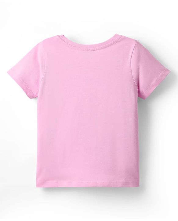Pine Kids Single Jersey Knit Half Sleeves Shorts Nightsuit With Happy Days Text Print - Pink & Navy Blue