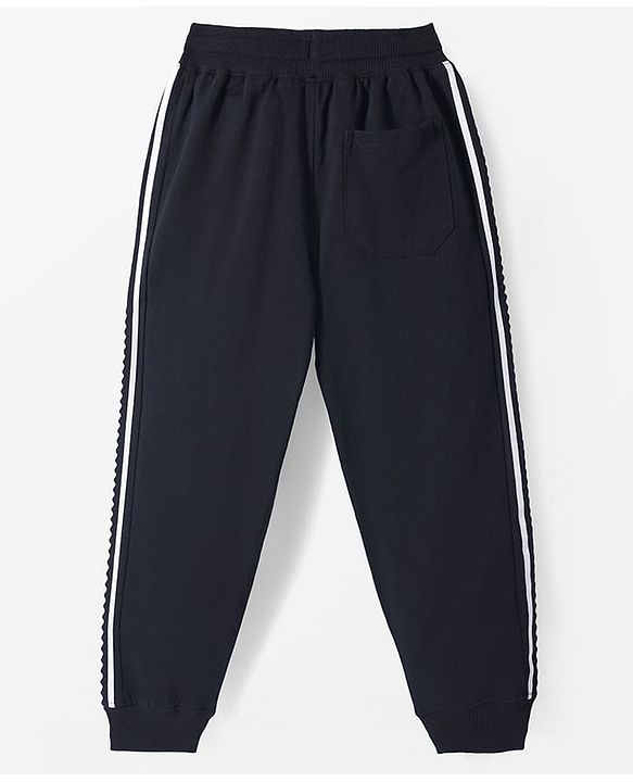 Pine Kids Cotton knit Full Length Lounge Pant with Text Print - Black