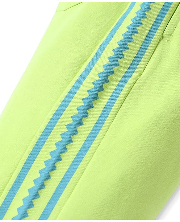 Pine Kids Cotton Knit Full Length Lounge Pants with Tape & Stay Strong Text Print -Limegreen