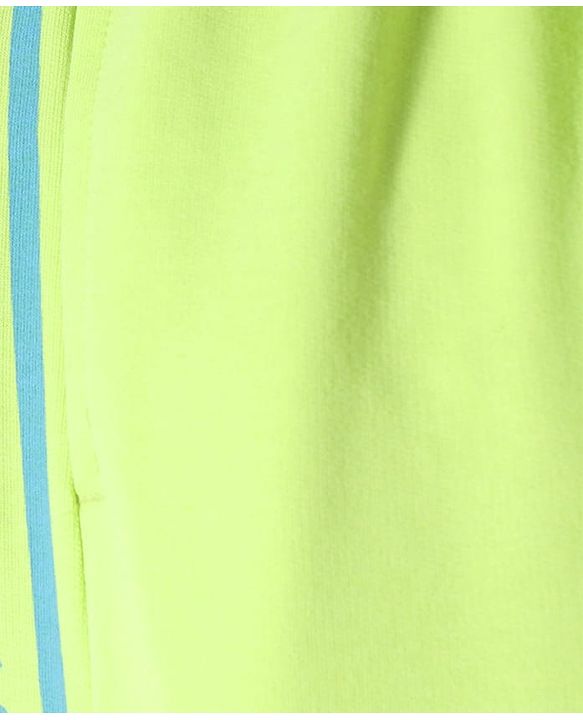 Pine Kids Cotton Knit Full Length Lounge Pants with Tape & Stay Strong Text Print -Limegreen