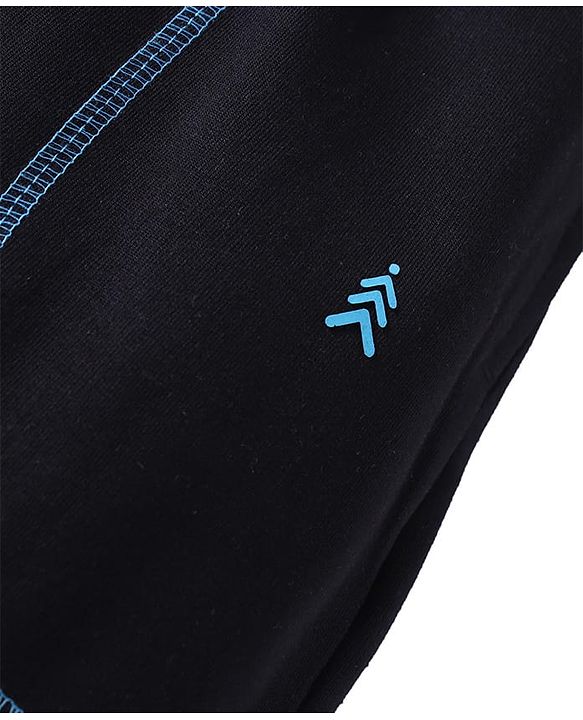 Pine Kids Cotton Knit Full Length Lounge Pants With Brand Logo Print - Black