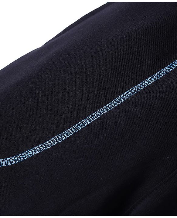 Pine Kids Cotton Knit Full Length Lounge Pants With Brand Logo Print - Black