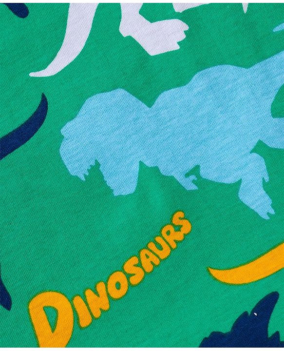 Babyhug Cotton Knit Full Sleeves Night Suit with Dino Print - Green