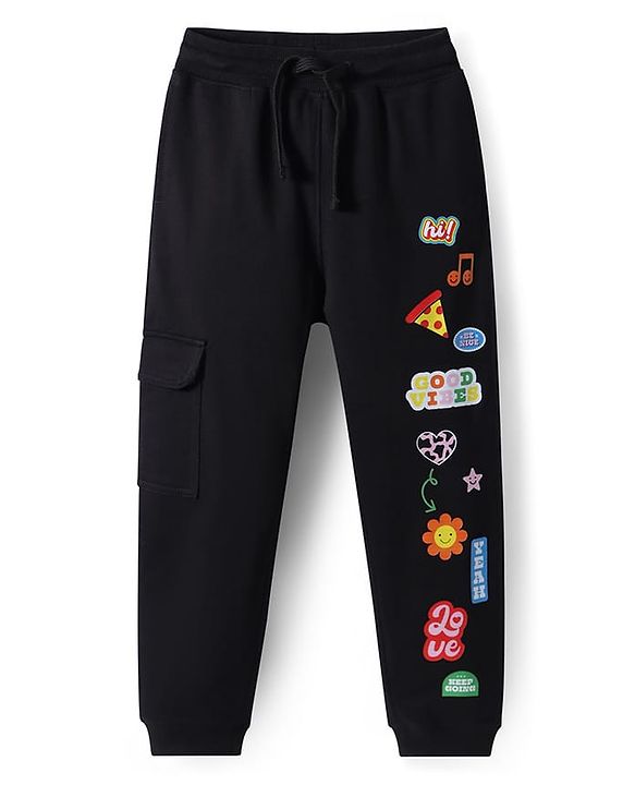 Pine Kids Knit Full Length Printed Lounge Pant - Black