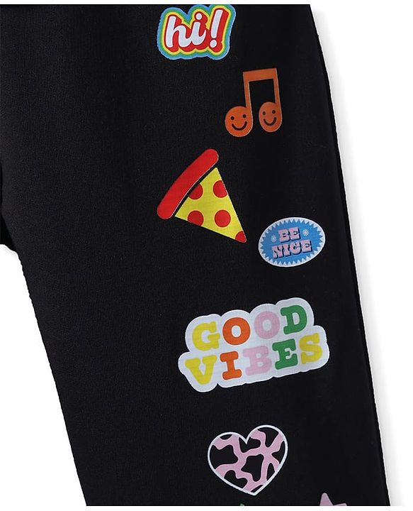 Pine Kids Knit Full Length Printed Lounge Pant - Black