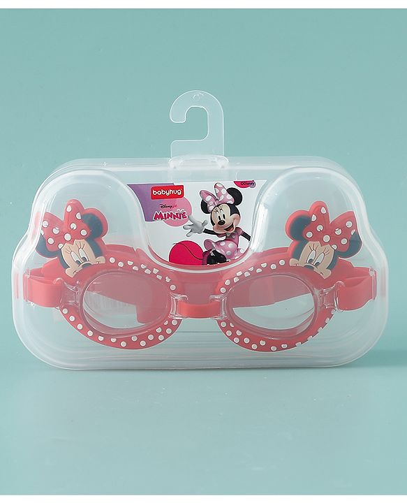 Babyhug Disney Swimming Goggles With Minnie Applique - Red