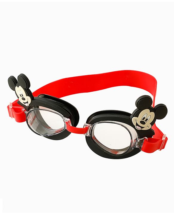 Pine Kids Disney Swimming Goggles With Mickey Mouse Applique - Black & Red