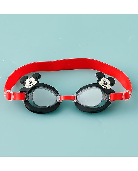 Pine Kids Disney Swimming Goggles With Mickey Mouse Applique - Black & Red