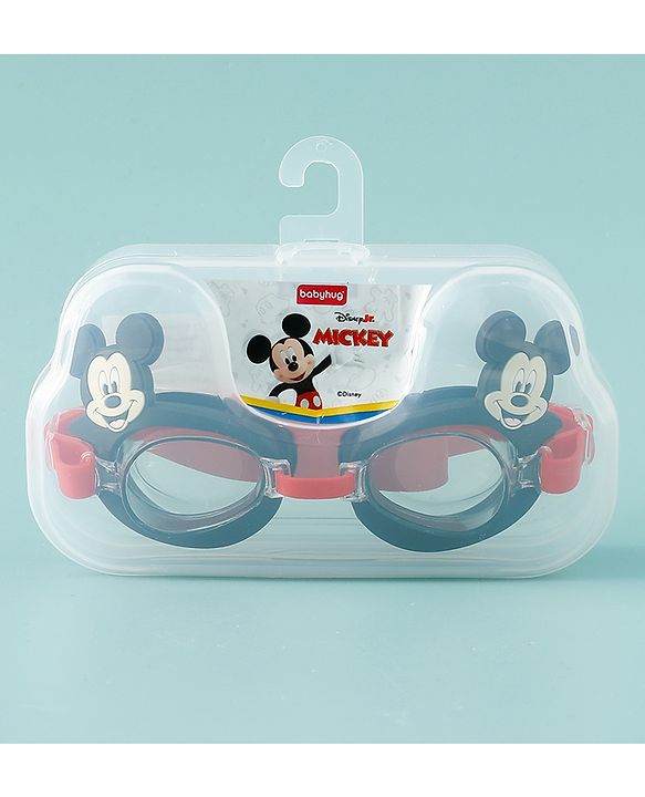 Pine Kids Disney Swimming Goggles With Mickey Mouse Applique - Black & Red