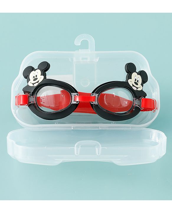 Pine Kids Disney Swimming Goggles With Mickey Mouse Applique - Black & Red