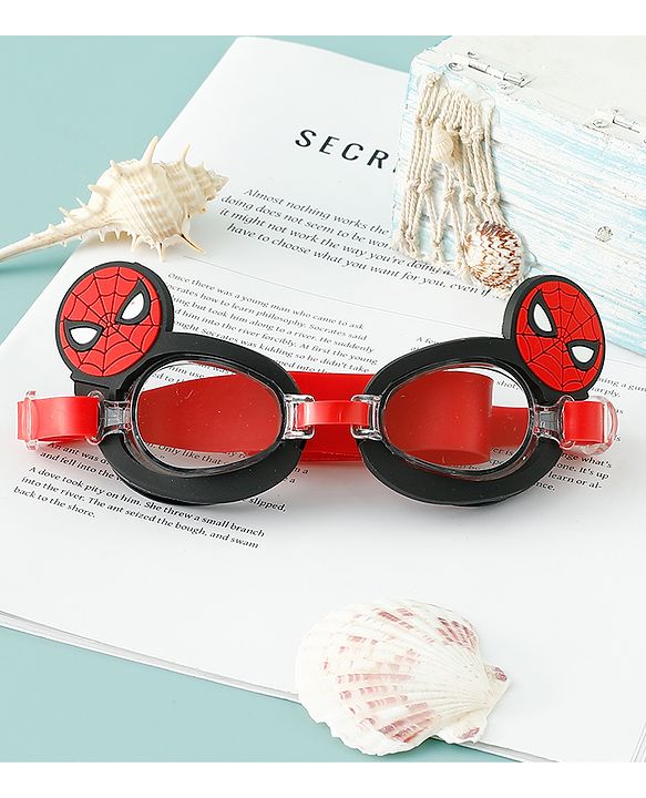 Pine Kids Marvel Swimming Goggles With Spiderman Applique - Black & Red
