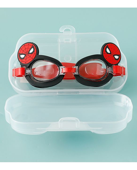 Pine Kids Marvel Swimming Goggles With Spiderman Applique - Black & Red
