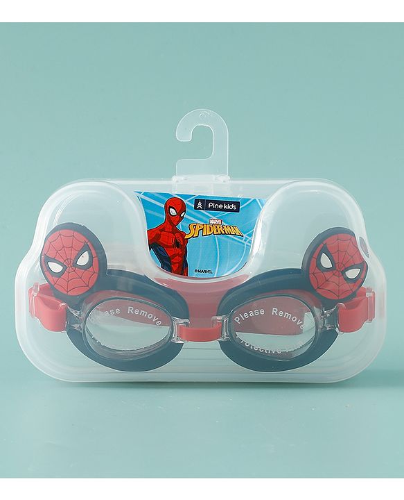 Pine Kids Marvel Swimming Goggles With Spiderman Applique - Black & Red