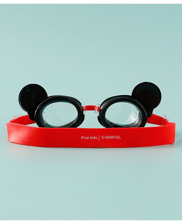 Pine Kids Marvel Swimming Goggles With Spiderman Applique - Black & Red