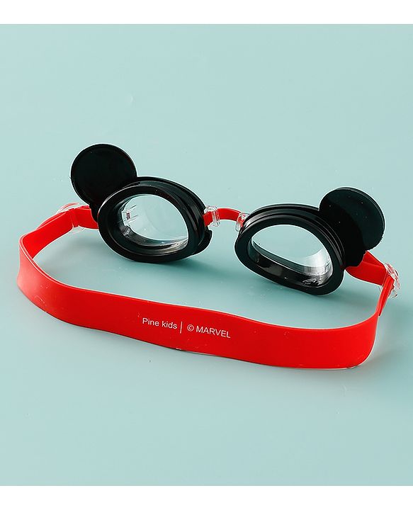 Pine Kids Marvel Swimming Goggles With Spiderman Applique - Black & Red