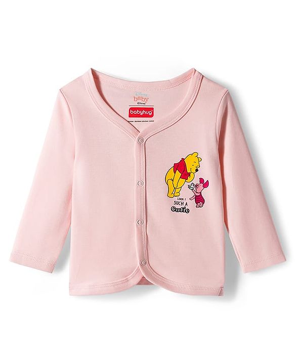 Babyhug Disney Interlock Knit Full Sleeves Jhablas with Winnie the Pooh Graphics Pack of 3 - Light Blue Lavender & Pink