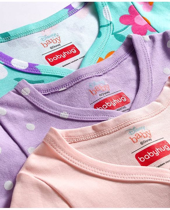 Babyhug Disney Interlock Knit Full Sleeves Jhablas with Winnie the Pooh Graphics Pack of 3 - Light Blue Lavender & Pink