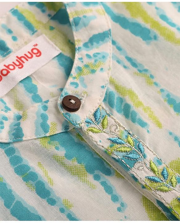 Babyhug Cotton Woven Full Sleeves Tie & Dye Kurta Dhoti Set - Blue