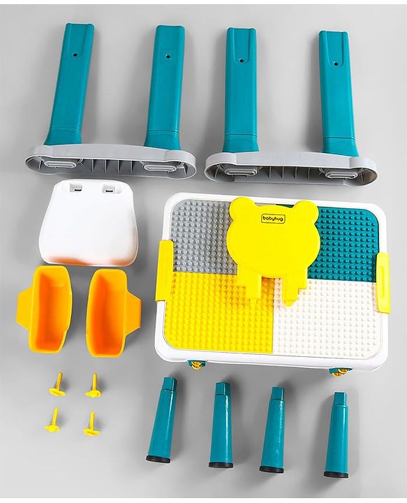 Babyhug Junior Study Kids Study Table and Chair Set with Storage|4 in 1 Multifunctional Desk Set for 3- 7 Years Kids|Upto 50 Kg Weight Capacity - Yellow