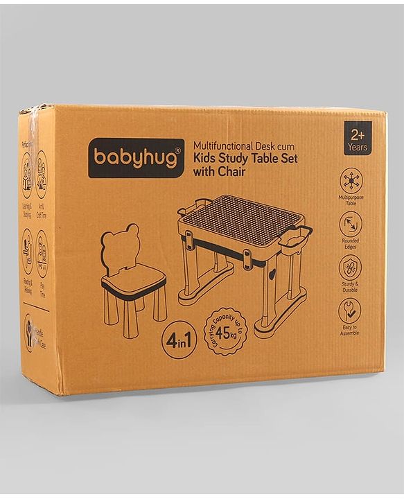 Babyhug Junior Study Kids Study Table and Chair Set with Storage|4 in 1 Multifunctional Desk Set for 3- 7 Years Kids|Upto 50 Kg Weight Capacity - Yellow